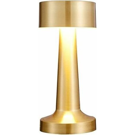 Lampe à poser LED rechargeable – Capteur tactile – 3 niveaux de luminosité – Autonomie 10h – Métal doré – Pour bar, restaurant, chambre (1/5)