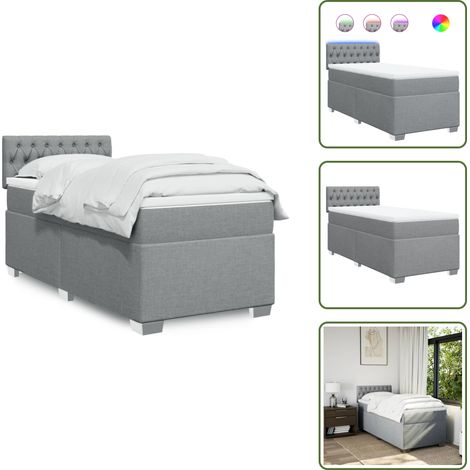 Boxspringbett mit Matratze Hellgrau 100x200 cm Stoff - Boxspringbett - Doppelbett - Bettenrahmen - Schlafsystem - Liegekomfort (1/5)