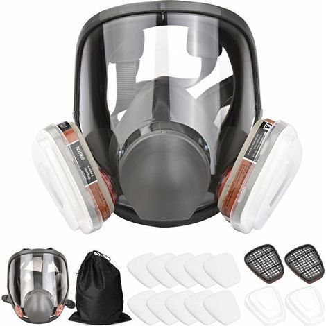 FENOPLASTICAMasque complet 16 en 1 masque à gaz en silicone pour peinture en aérosol, pesticides, prévenir l'ammoniac (1/4)