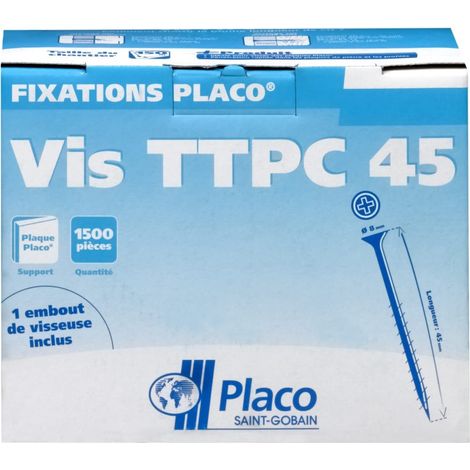 Lot de 500 Vis TTPC auto-perceuses 45 mm pour plaque de plâtre Gris (1/2)