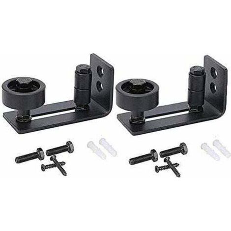Guide for the door that is resistant to high resistance, design with lower wire in black carbon steel 8 in 1, panel for floor and door, adjustable roller, wall mounting system (1/4)