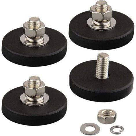 Set di 4 magneti al neodimio antigraffio con rivestimento in gomma e filettatura esterna M6, montaggio magnetico super potente per illuminazione (1/4)