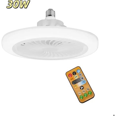 Ventilateur de plafond 3 en 1 E27, dimmable, 3 vitesses, avec télécommande, pour le salon, la chambre ou une chambre d'étudiant (1/5)