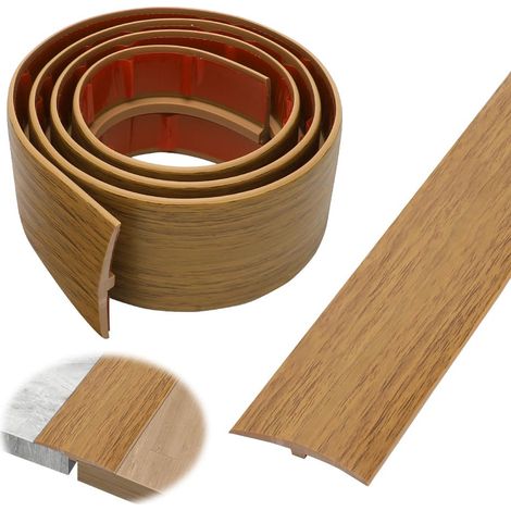 Profil de transition autocollant de 1M 5CM, bande de seuil en PVC, bande de seuil de porte en T, bande de compensation de hauteur pour parquets, stratifiés, seuils (Bois Yu jaune) (1/5)