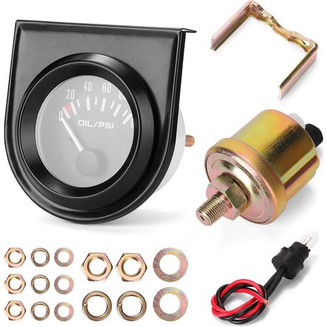 52-mm-Öldruckmesser für Kraftfahrzeuge, Öldruckmessgerät 0-100 PSI mit 12-V-Sensoren, allgemeines Instrument für Fahrzeuge. (1/5)