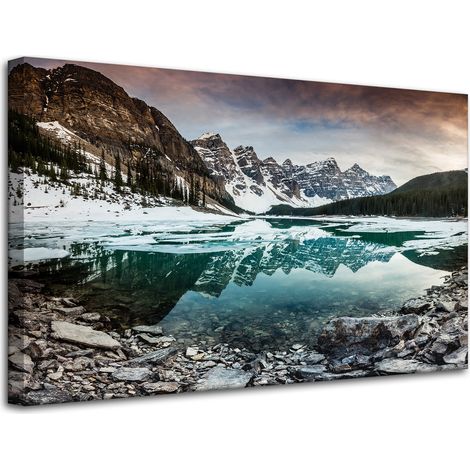 Stampa su tela "Lago in montagna" 80x50 cm