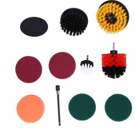 Lot de 11 brosses de polissage pour perceuse, idéales pour le nettoyage des murs et le dépoussiérage des sols. (1/5)