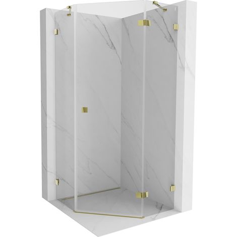 Cabine de douche pentagonale Mexen Lunar porte pivotante droite 100 x 100 cm, transparent, or - 831-100P-100L-50-00-P (1/5)