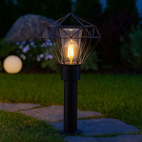 Außenleuchte Stehleuchte Wegelampe Terrassenleuchte Gartenlampe, Edelstahl schwarz Metall, spritzwassergeschützt, L 22,5 cm