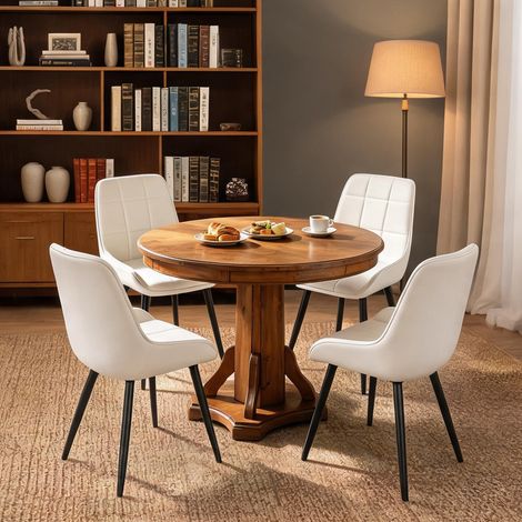 Lot de 4 chaises de salle à manger en velours côtelé noir (1/5)