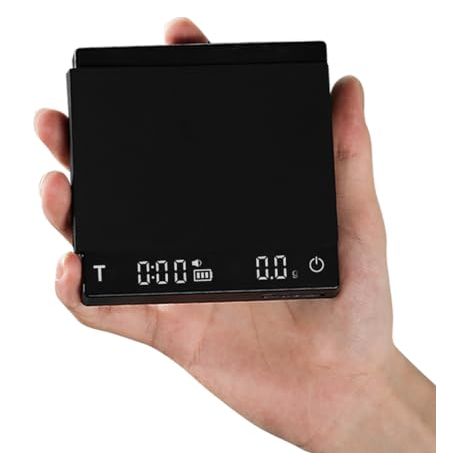 Minibáscula de café con temporizador, báscula recargable para espresso con sensor de gravedad, báscula de precisión de 2 kg/0,1 g para espresso y café vertido, báscula de cocina digital, negra, ES6029