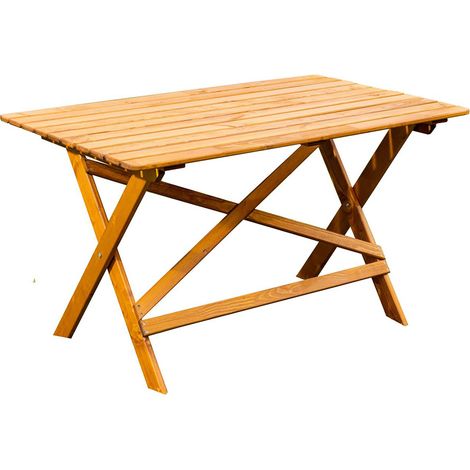 Tavolo in Legno da Esterno Pieghevole Modello LAXO 126 x 76 x 70 h. cm - Verniciato Miele