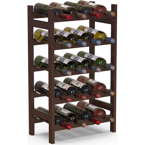 Cantinetta Portavino in Legno Bambù Noce con 20 Scomparti Bar Portabottiglie (1/5)