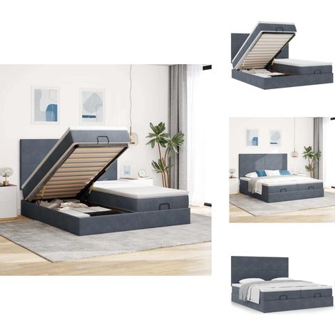 Cadre de lit ottoman avec matelas gris foncé 200x200 cm velours - Lit Ottoman - Lits Ottomans - Cadre De Lit - Cadre De Lit Avec Rangement (1/5)