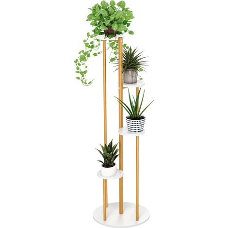 Indoor Metal Plant Stand Tall Corner Plant Shelf for Potted Plant-White (1/5)