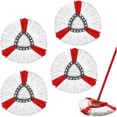 Pack de 4 têtes de rechange compatibles avec la vadrouille Vileda Turbo 2-en-1, housse de rechange pour vadrouille, têtes de vadrouille de rechange en microfibre pour vadrouilles à sol et vadrouille E (1/5)