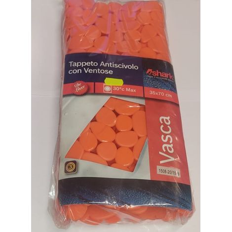 SHARK - TAPPETINO ANTISCIVOLO PER VASCAMR.PEEBLE 35X70CM - COLORE ARANCIONE