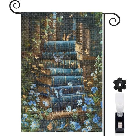 Drapeau de jardin Bienvenue en toile double face 45 x 30 cm vertical décoration extérieure (1/5)