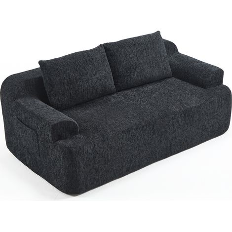 Canapé modulable en velours côtelé avec mousse à mémoire profonde et coussins amovibles noirs (1/5)