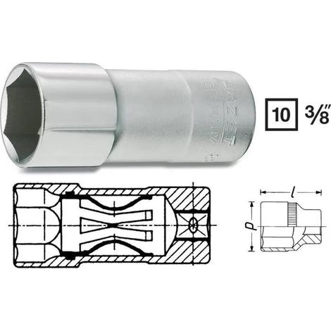 Hazet Vasos para bujías cromado 20,8 mm 64 mm