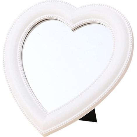 Miroir de maquillage en forme de cœur, miroir cosmétique mural, miroir de bureau, miroir de chambre, cadeau, 17,5 x 18,5 cm, blanc (1/4)
