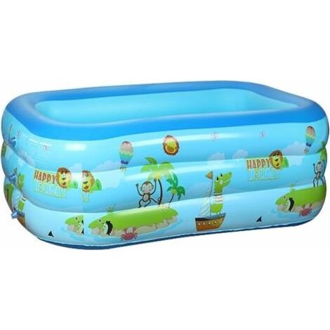 Piscine gonflable rectangulaire 120x90x45cm – 3 couches PVC solide – 3 valves de gonflage – Confort antidérapant pour enfants (1/5)