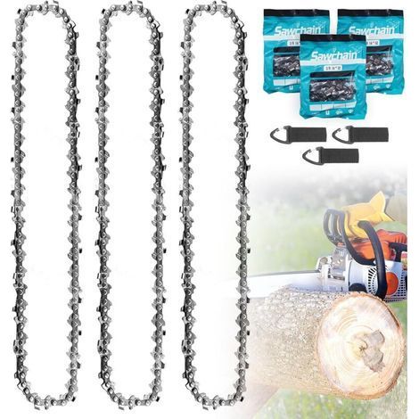 3 x Chaîne Tronçonneuse 35 cm. 3/8" LP 52 Maillons. Jauge 1.3 mm – de Rechange Antirebond pour Guide 14 Pouces. Compatible avec Husqvarna Dolmar Einhell Makita Hitachi Oregon - (1/5)