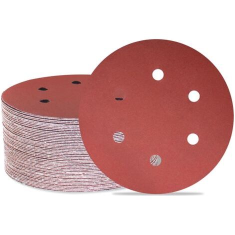 50 Stück Schleifscheiben 150 mm 6 Löcher Körnung 320 Exzenterschleifpapier für Holzbearbeitung, Automobil, Metall