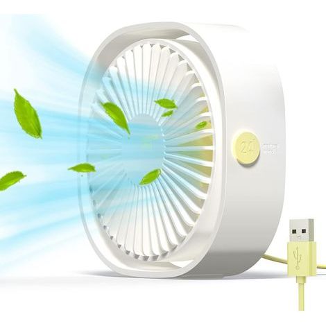 BEBUSINGOTO Ventilateur USB Mini Ventilateur Portable Ventilateur Silencieux Ventilateur Bureau 3 Vitesses Réglable Alimenté par USB, pour la Maison et le Bureau(Blanc) (1/5)