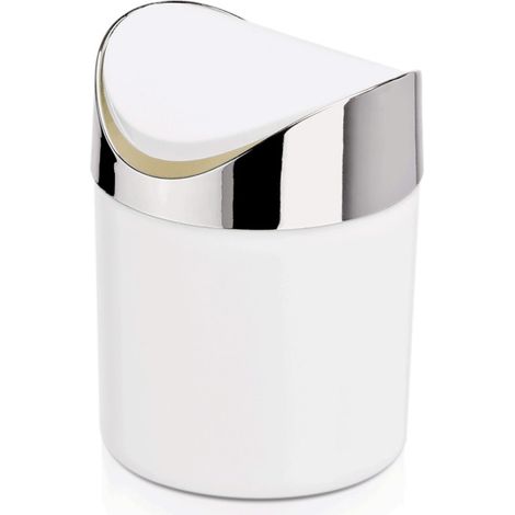 Poubelle de table 1,2 ltr Ø 12 cm couvercle basculant chromé plastique - Was Germany (1/2)