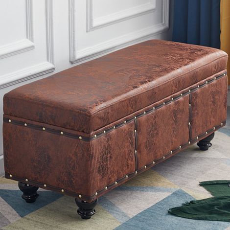 Cassapanca Contenitore Ecopelle Divano Panca Pouf Contenitore 80x40x43cm Marrone (1/4)