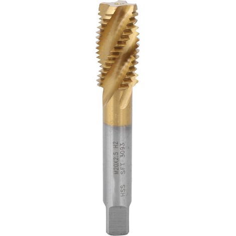 Taraud Machine HSS M20 x 2.5mm Cobalt Spirale à Haute Vitesse - Outil à Main Doré/Argenté (1/5)