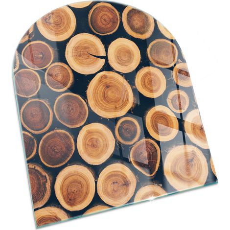 Plaque Rectangulaire en verre trempé décorative de protection avec impression pour salon pour cheminée Boîte en bois découpé 80x70 cm (1/5)