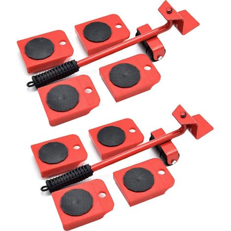 Juego de herramientas para mover muebles con traje rojo