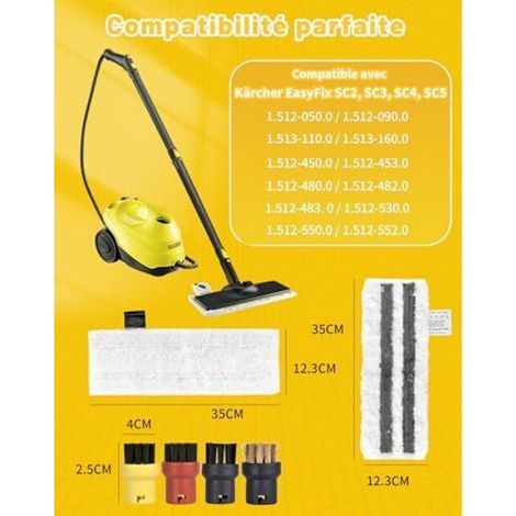 Lot de 14 pour Nettoyeur Vapeur Karcher Accessoires pour Nettoyeur Vapeur Karcher SC2 SC3 SC4 SC5 Easyfix 4 Lingettes de Sol 3 Patins de Ponçage 3 Lingettes à Main Buse 4 Brosses Rond (1/4)