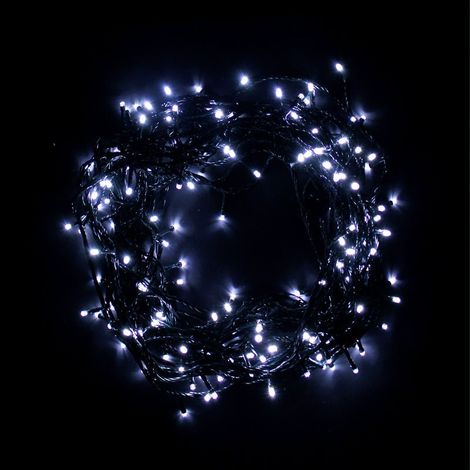 Guirlande LED 220V 18M 180LED IP44, 8 Modes - Câble vert, Blanc Froid - SILUMEN (1/4)
