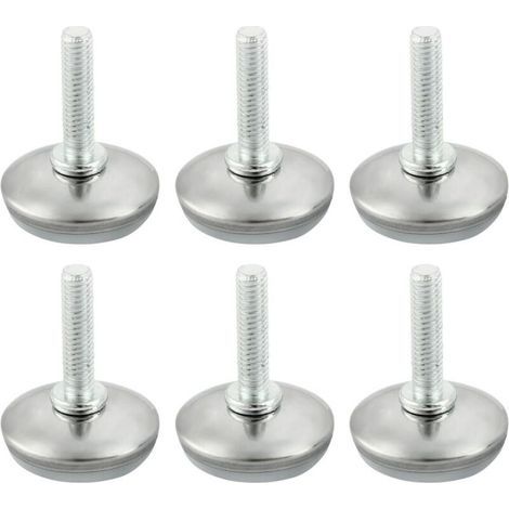Set of 6 adjustable furniture feet M6 x 25 mm. Floor protectors for tables, chairs and furniture. Adjustable, durable, screw-in.