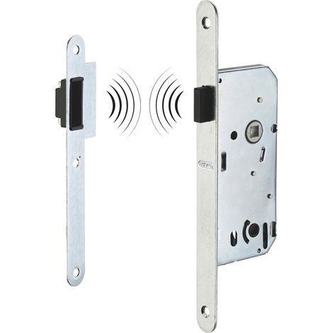Thirard – Serrure encastrable magnétique à condamnation pour salle de bain – Système silencieux – Têtière acier à bouts ronds – Entraxe 40mm