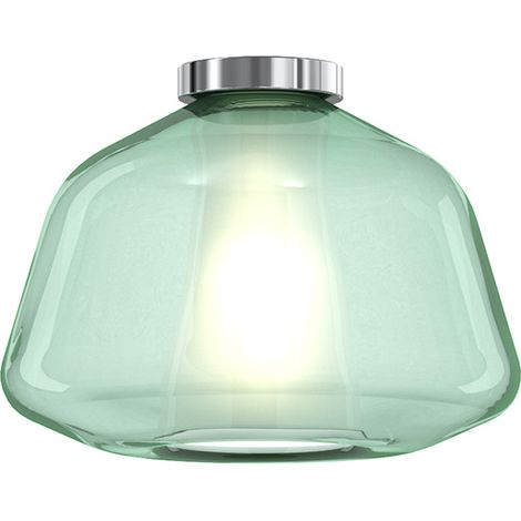 Plafoniera Contemporanea Double Skin Alpha Metallo Verde Vetro Cromo 1 Luce E27 (1/2)
