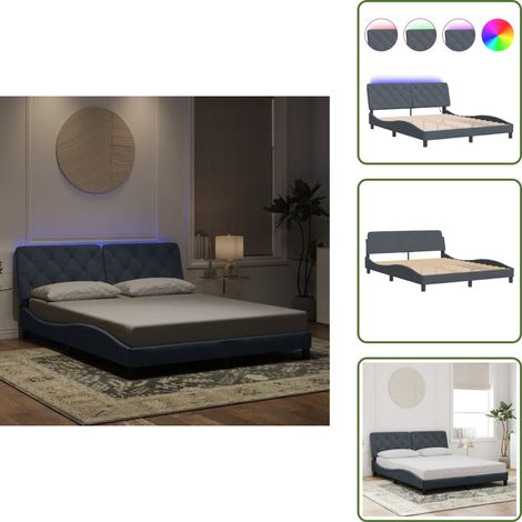 Cama con luces - vidaXL Estructura de cama con LED sin colchón terciopelo gris oscuro 160x200 cm - Cama con cabecero