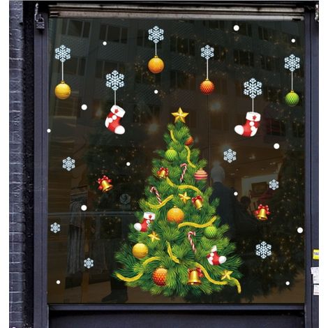 Sticker mural sapin de Noël vert avec étoile (1/4)