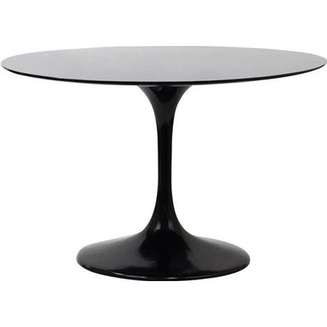 Runder Tulipan Tisch Fiberglas - 120cm Schwarz - Kunststoff, Fiberglas, Metall