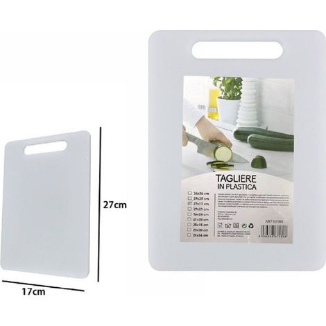 TrAdE Shop Traesio - Tagliere In Plastica Con Manico 27 X 17 Cm Tagliare Verdure Frutta Cucina 67580 - (1/2)