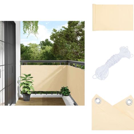 Écran d'intimité de balcon crème 300x120 cm PVC - Brise Vue Balcon - Ecran D'intimité - Cloture Balcon - Protection Solaire - Décoration Exterieur (1/5)