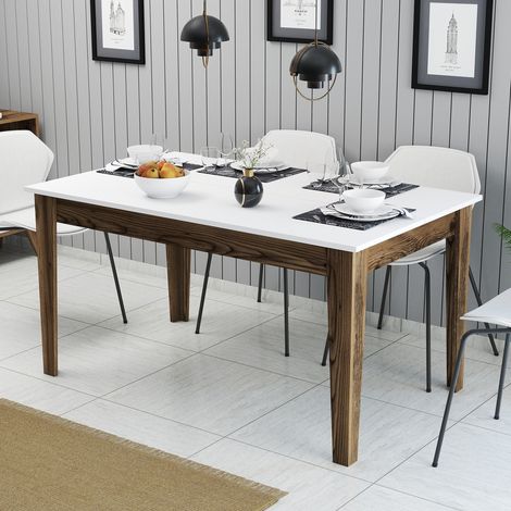 Fester Tisch Viverone, 6 Plätze, rechteckig, Belastbar 120 kg, 145x88x75h cm, Nussbaum Braun (1/5)