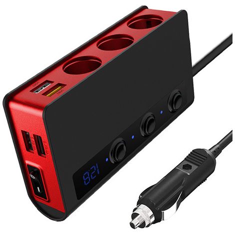 Adaptateur Allume-Cigare 180W 12V/24V, Charge Rapide 3.0, Séparateur 3 Prises, 4 Ports USB, Prise Voiture pour GPS, Caméra de Bord, Smartphone, Tablette (1/5)