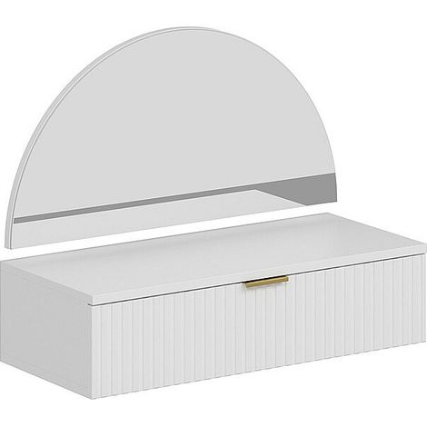 Coiffeuse suspendue avec miroir et LEDs - 1 tiroir - Blanc - FRALYN de Pascal Morabito