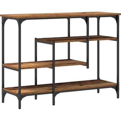 Table console，Table d'appoint，Bout de canapé，Meuble d'entrée avec étagère Bois ancien 100 x 35 x 75 cm