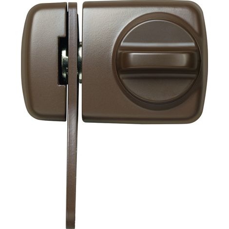 Verrou de porte avec bouton pour portes fines Marron (1/4)