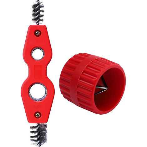 Kit de nettoyage et alésoir pour tuyaux en cuivre, outil d'ébavurage en cuivre, dispositif d'ébavurage pour trou intérieur et bord extérieur avec brosse de nettoyage (1/5)